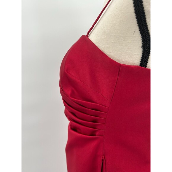VALENTINE'S DAY Red Satin Dress~ Fit & Flare w Straps~ Bridesmaid/Formal~ Sz 4-6 - Picture 6 of 11